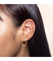 Hexagon Designed Silver Hoop Earring HO-1528